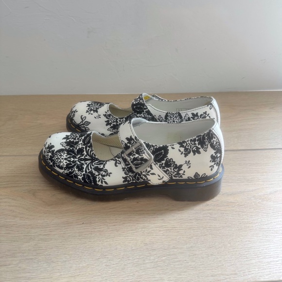 Dr. Martens White and Black Velvet Floral Mary Jane’s - Picture 4 of 6